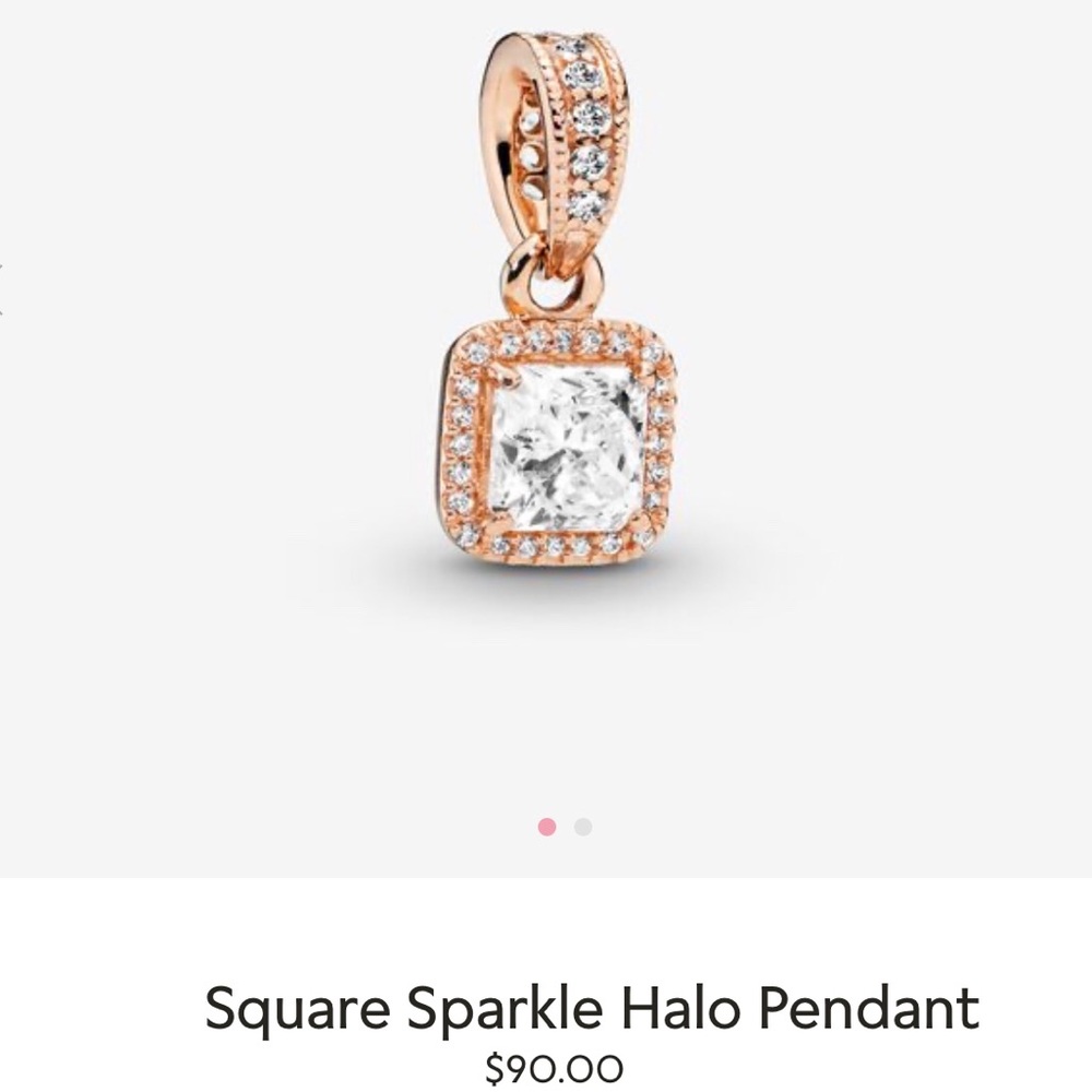 Pandora Square Sparkle Halo Pendant in Rose Gold